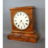 An Early 20th Century Burr Walnut Mantle Clock the dial with roman numerals and two train movement