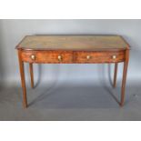 A Regency Style Mahogany Semi Bow-Fronted Writing Table the tooled leather insert top above two