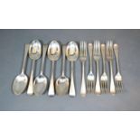 A Set of Six George V Silver Table Forks together with a set of six matching dessert spoons London