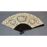 A Brussels Duchess Needle & Bobbin Lace Fan with tortoiseshell sticks and guards complete with