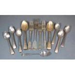 A Set of Six George III Tea Spoons with Old English Pattern Handles London 1813 together with