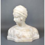 Guglielmo Pugi A Marble Bust in the form of a Maiden, signed, 23 cms tall