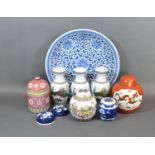 A Chinese Porcelain Under-glazed Blue Decorated Large Dish together various other related ceramics