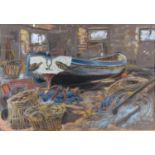 Jane Michaelis "The Pilchard Seller" St Ives, Pastel, Signed 29cm x 40 cm together with a coloured