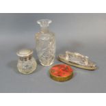 A Birmingham Silver and Cut Glass Scent Bottle, Birmingham 1924, together with a silver mounted nail