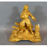 A 19th Century French Ormolu Clock Mount, in the form of a man with sword, 21cms tall