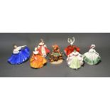 A Royal Doulton Figurine 'Elaine' HN 3214 together with five other similar Royal Doulton