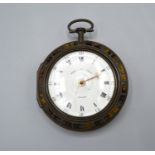 A George III Silver Pair Cased Pocket Watch with a gilded tortoiseshell outer case enclosing a