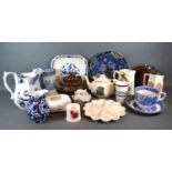 A Victorian Lustreware Sucrier together with a motto ware teapot and a small collection of other