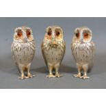 A Set of Three Silver Condiments in the Form of Owls, London 1991, Maker William Comyns and Sons