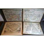 John Speed, An Early Coloured Map of the Isle of Wight 41cm x 54cm together with two other maps of