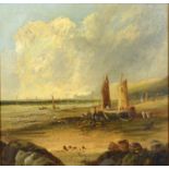 Attributed to William Thornley "Fishing Boats at Brighton" oil on board, unsigned 29cm x 34cm
