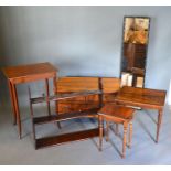 A 19th Century Mahogany Wall Shelf together with three occasional tables, a low cabinet and an