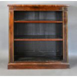 A Regency Rosewood and Brass Inlaid Dwarf Bookcase, with open shelves raised upon a plinth, 87 cms