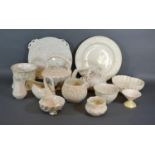 A Belleek Teapot in the form of a Shell with black mark together with a small collection of