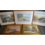 Headon 'View of the Lake District' watercolour together with two others by the same artist and two