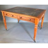 A 19th Century Mahogany Library Partners' Writing Table, the tooled leather inset top above two