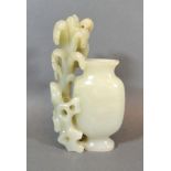 A Late 19th Century Early 20th Century Jade Small Vase of Pierced Form 13cm tall