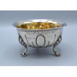 A George III Irish Silver Bowl on three scallop feet, Dublin 1784, Maker William Homer, bearing