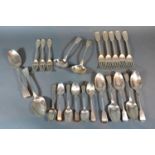 A Set of Five William IV Fiddle Pattern Dinner Forks together with a set of five matching dessert