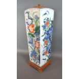 A Late 18th or Early 19th Century Chinese Porcelain Vase of square tapering form decorated in