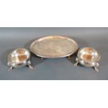 A George III Silver Teapot Stand of Oval Form with engraved decoration, marks rubbed, together
