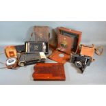 A 19th Century Mahogany Plate Camera 'The Blackfriars' together with various other early cameras