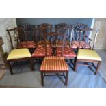 A Set of Nine Mahogany Chippendale Style Dining Chairs comprising two arms and seven singles each