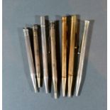 Two Gold-Plated Propelling Pencils together with four silver similar pencils and a Sheaffers