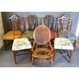 A Set of Four 19th Century Mahogany Dining Chairs together with a pair of Edwardian side chairs