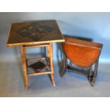 A 19th Century Bamboo and Lacquered Two Tier Occasional Table together with a Victorian small