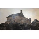 Jack Simcock 'Cottage with Boulders in the Foreground' Oil on Board, signed and dated 1975 35cm x