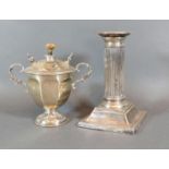 A George V Silver Two-Handled Table Lighter Birmingham 1913 together with a London silver dwarf