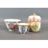 A Chinese Famille Rose Porcelain covered Wine Warmer with Wine Cup, Chien Lung Mark 9cm tall