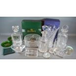 An RCR Crystal Glass Vase together with a small collection of other glassware to include military