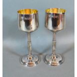 A Pair of Modern Silver Goblets 11oz 15.5cm tall