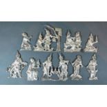 A Group of Indian White Metal Furniture Mounts of Figural Form