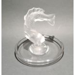 A Lalique Pin Tray mounted with a Fish, signed Lalique France, 9 cms tall