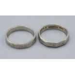 Two Platinum Wedding Bands, 7.3 gms