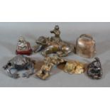 A Chinese Patinated Bronze Small Figure together with a collection of other related items to include