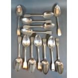 Thirteen London Silver Fiddle Pattern Table Spoons, Various Dates, 28oz