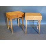 A Pair of Contemporary Bedside Tables by Meredew, each with a frieze drawer raised upon square