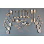 A Set of Six Victorian Silver Teaspoons together with various silver mustard spoons and other