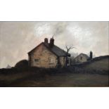 Jack Simcock 'Cottages with Tree' Oil on Board, signed and dated 1966, 31cm x 49cm