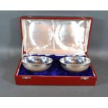 A Pair of White Metal Presentation Bowls in fitted box 5 ozs.