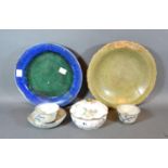 An Early Chinese Green Glazed Dish together with another dish, two tea bowls, a saucer and a