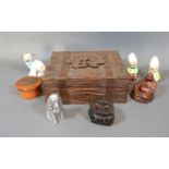 A Black Forest Jewellery Box together with other items to include a wooden model of Buddha