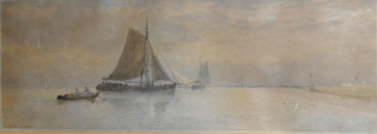 George Standfield Walters "On the Naal" Holland, a pair of watercolours signed 18cm x 42cm - Image 6 of 6