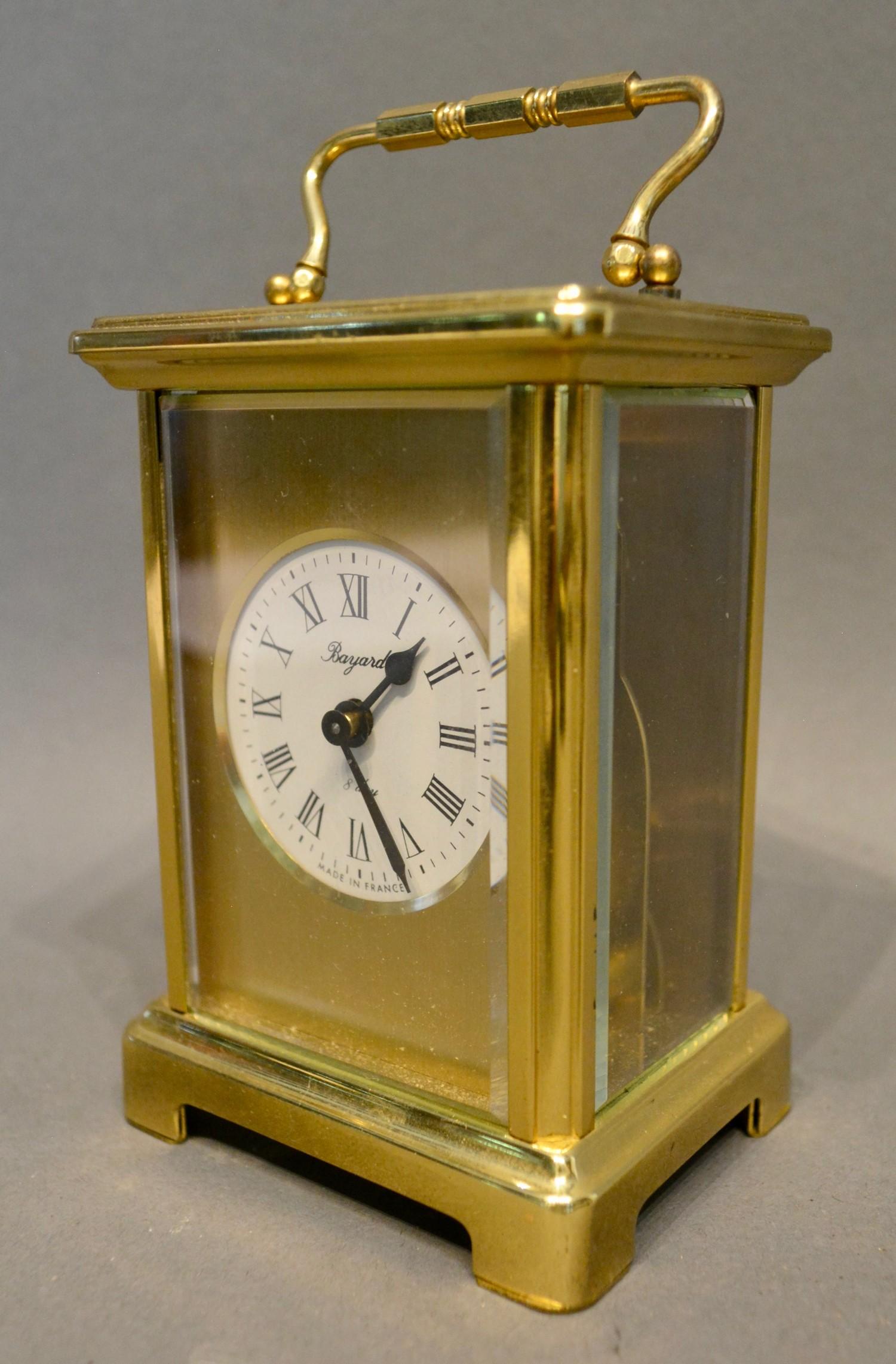A Brass Cased Carriage Clock by Bayard, the enamel dial with Roman numerals and lever escapement - Image 2 of 2