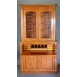 A 19th Century Mahogany Secretaire Bookcase, the moulded cornice above a pair of glazed doors